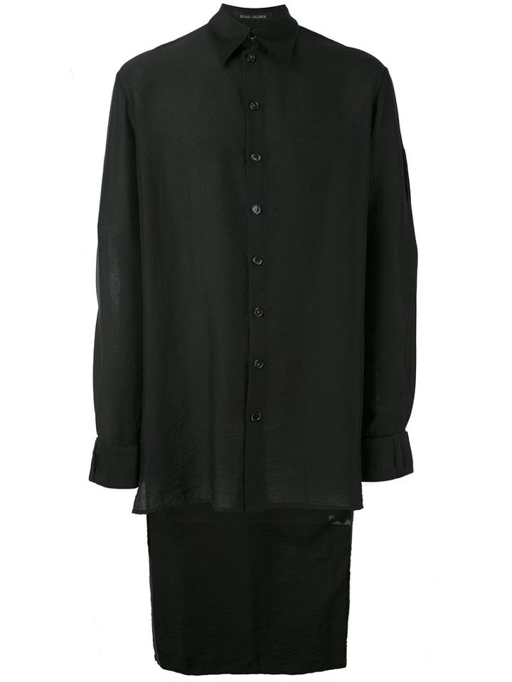 Heikki Salonen - High Low Shirt - Men - Polyester - L, Black, Polyester