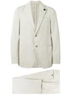 Lardini - Lapel Detail Two-piece Suit - Men - Silk/cotton/polyester - 52, Nude/neutrals, Silk/cotton/polyester