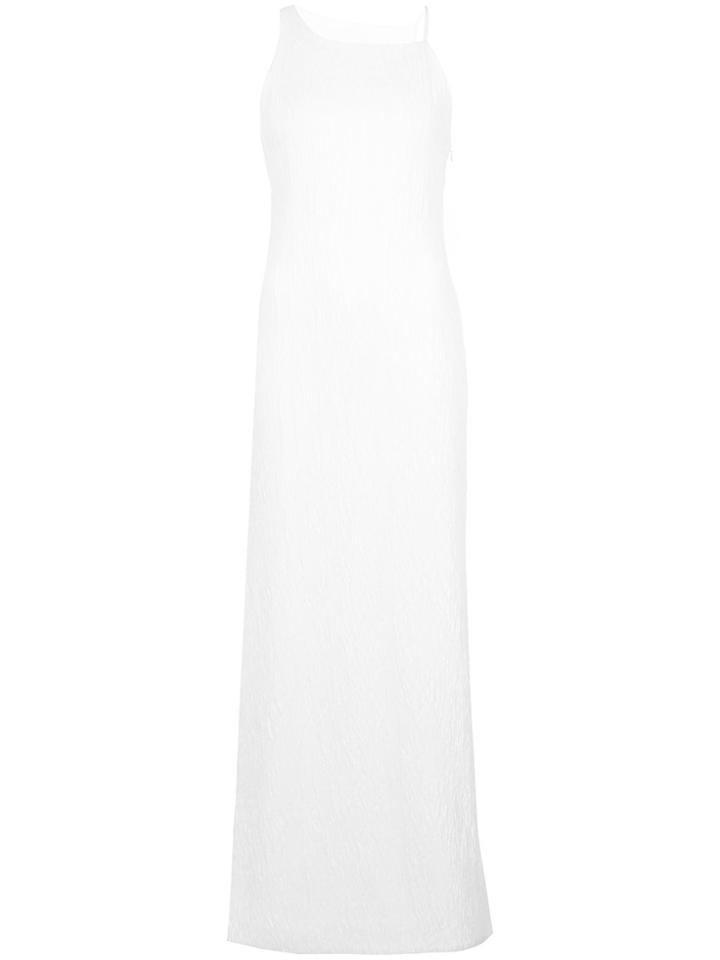 Josie Natori Long Plisse Gown - White