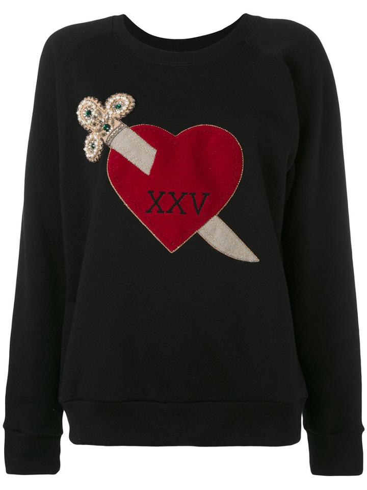 Gucci - Heart Dagger Embroidered Sweatshirt - Women - Cotton/brass/acrylic/glass - Xs, Black, Cotton/brass/acrylic/glass