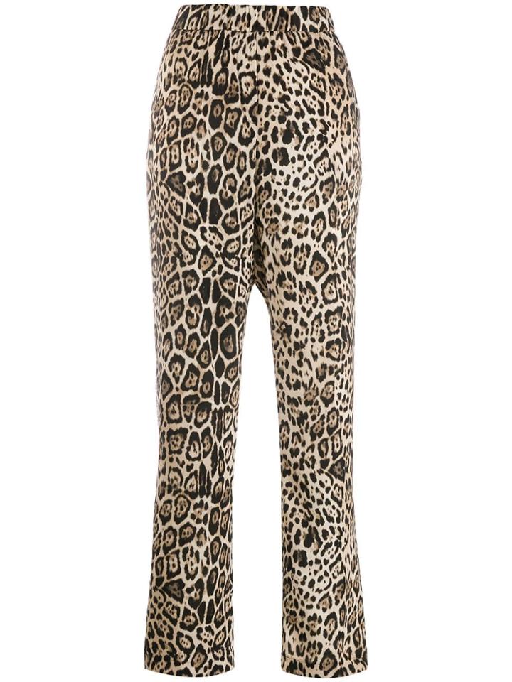 Cambio Side Stripe Leopard Print Trousers - Neutrals