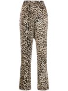 Cambio Side Stripe Leopard Print Trousers - Neutrals