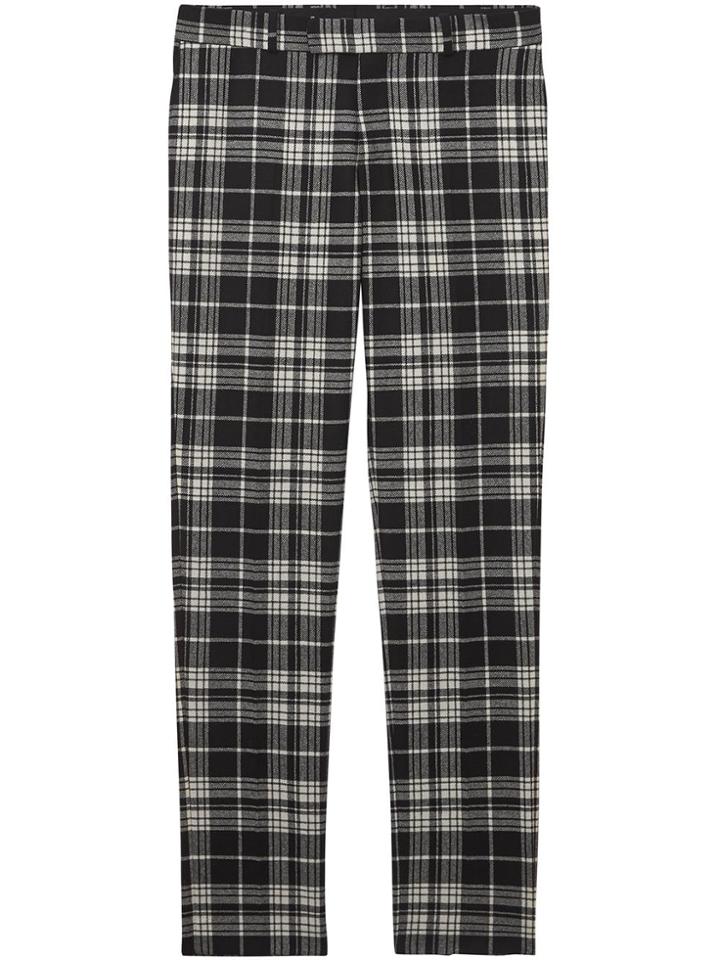 Burberry Slim Fit Tartan Wool Cashmere Tailored Trousers - Black