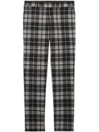 Burberry Slim Fit Tartan Wool Cashmere Tailored Trousers - Black
