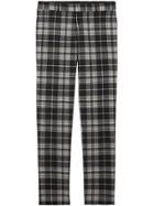 Burberry Slim Fit Tartan Wool Cashmere Tailored Trousers - Black