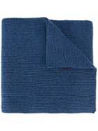 Polo Ralph Lauren Logo Embroidered Ribbed Scarf, Men's, Blue, Merino