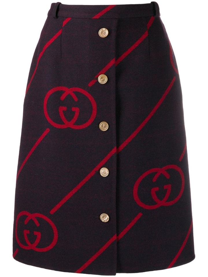 Gucci Interlocking G Wool And Silk-blend Skirt - Red