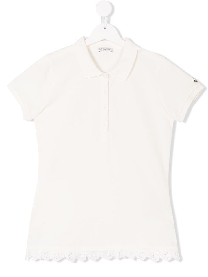Moncler Kids Lace Hem Polo Shirt - White
