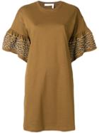 See By Chloé Ruffle Sleeve T-shirt Dress - Brown