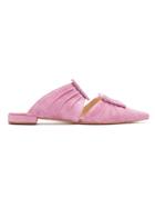 Framed Leather Mules - Pink