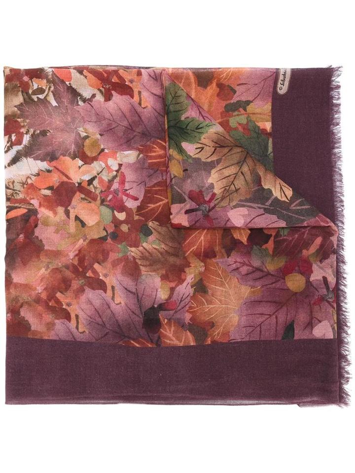 Salvatore Ferragamo Floral Print Scarf, Women's, Red, Cashmere/silk