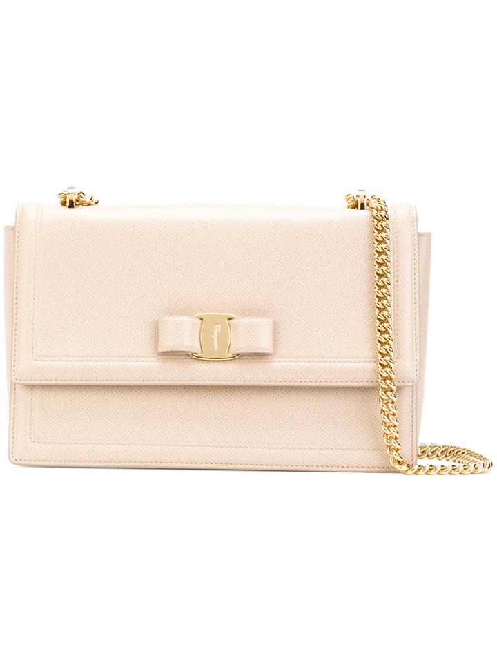 Salvatore Ferragamo - Vara Flap Bag - Women - Calf Leather - One Size, Nude/neutrals, Calf Leather