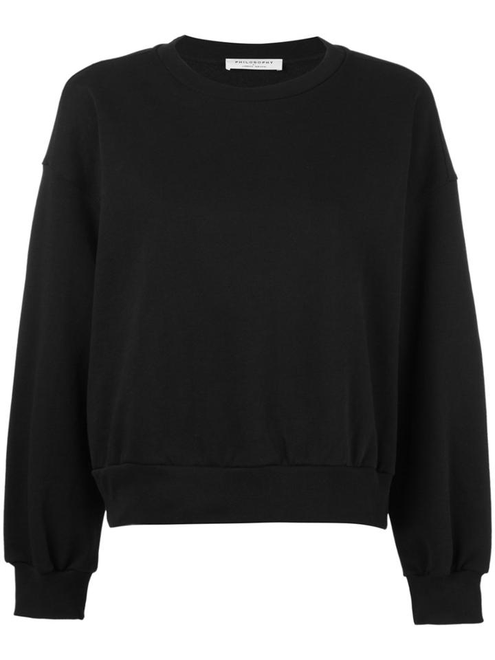 Philosophy Di Lorenzo Serafini - Ruffled Detail Sweatshirt - Women - Cotton - S, Black, Cotton