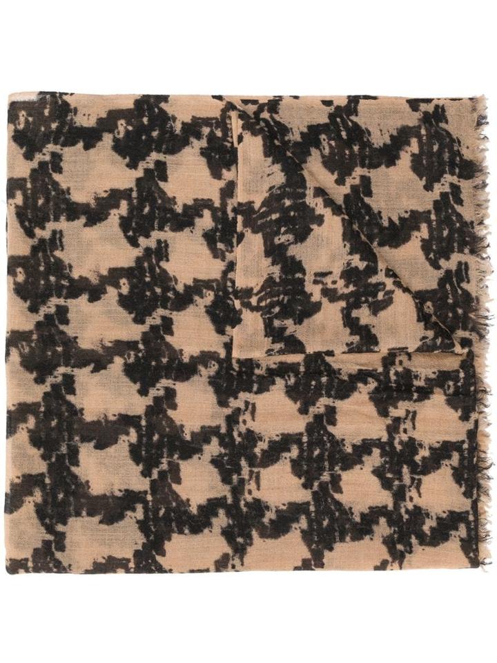 Faliero Sarti Houndstooth Print Scarf - Black