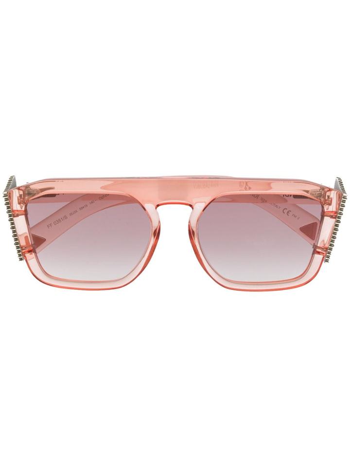 Fendi Eyewear Embellished-ff Logo Sunglasses - Pink