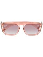 Fendi Eyewear Embellished-ff Logo Sunglasses - Pink