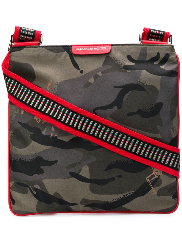 Alexander Mcqueen Dancing Skeleton Camouflage Shoulder Bag - Green