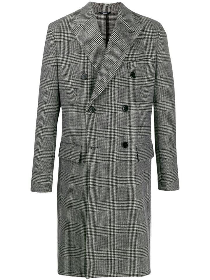 Dolce & Gabbana Plaid Double-breasted Coat - White