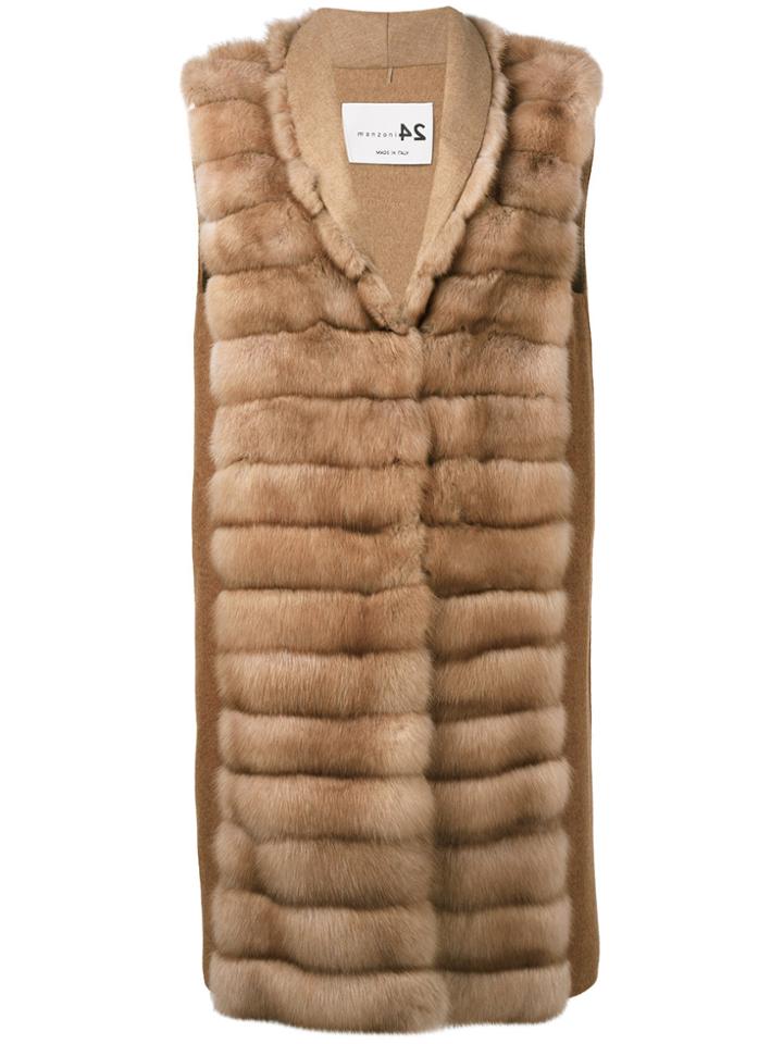 Manzoni 24 Sleeveless Quilted Fur Jacket - Nude & Neutrals