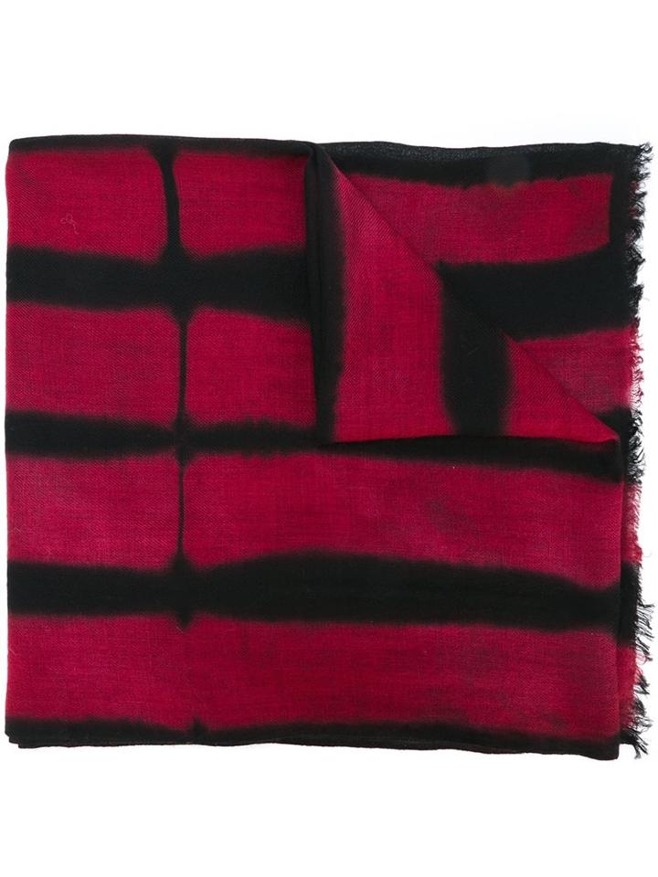 Suzusan - Striped Effect Frayed Scarf - Men - Wool - One Size, Black, Wool