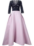 Carolina Herrera Lace Top Gown, Women's, Size: 12, Black, Silk