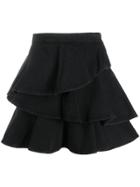 Gaelle Bonheur Ruffle Mini Skirt - Black