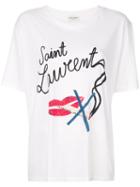 Saint Laurent - Bouche Saint Laurent Boyfriend T-shirt - Women - Cotton - L, White, Cotton