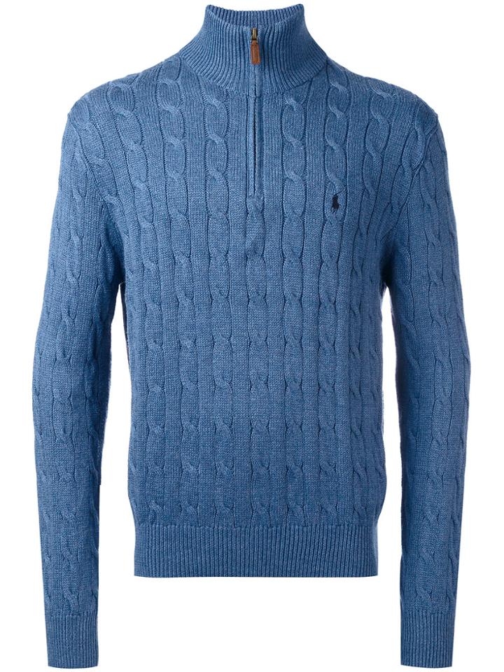 Polo Ralph Lauren Cable Knit Zipped Jumper - Blue