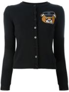 Moschino 'biker Teddy Bear' Cardigan, Women's, Size: 38, Black, Virgin Wool