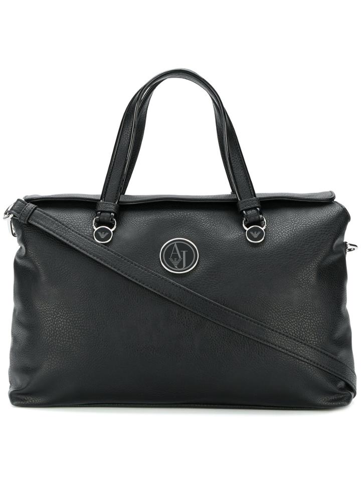 Armani Jeans Logo Plaque Tote - Black