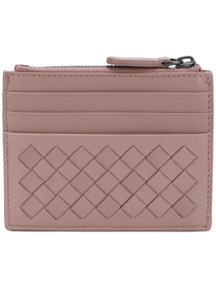 Bottega Veneta Woven Zip Purse - Pink & Purple