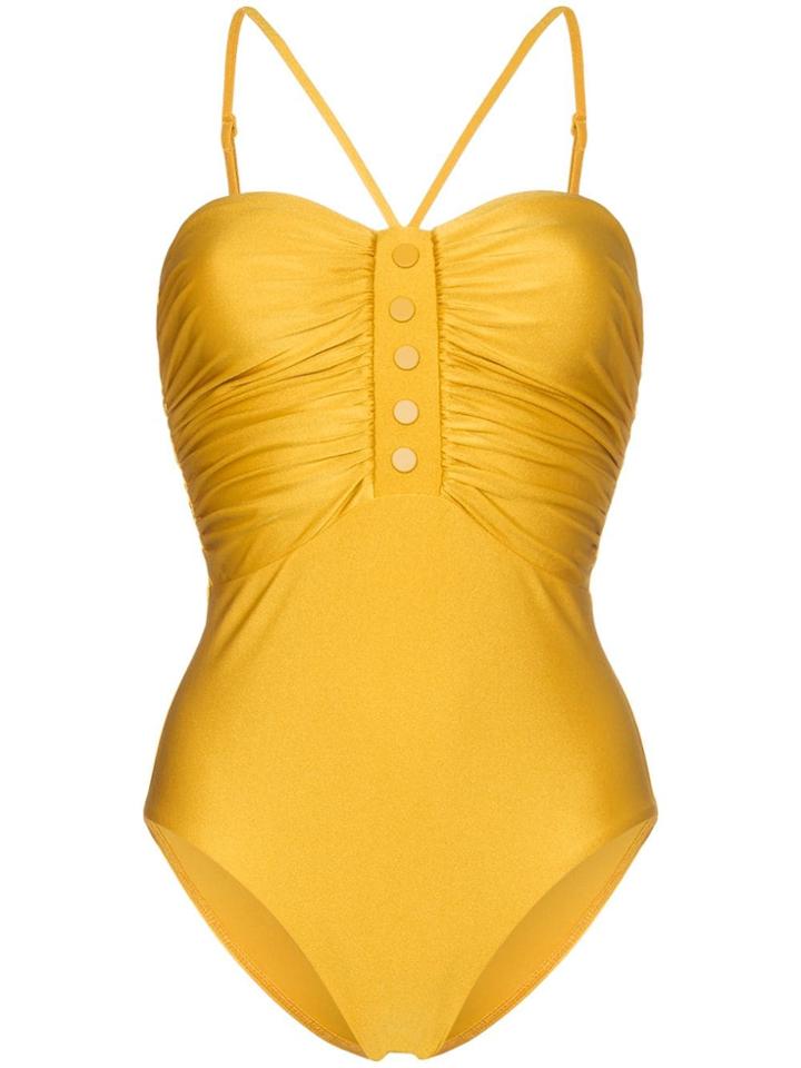 Zimmermann Allia Ruched Halterneck Swimsuit - Yellow