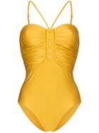 Zimmermann Allia Ruched Halterneck Swimsuit - Yellow