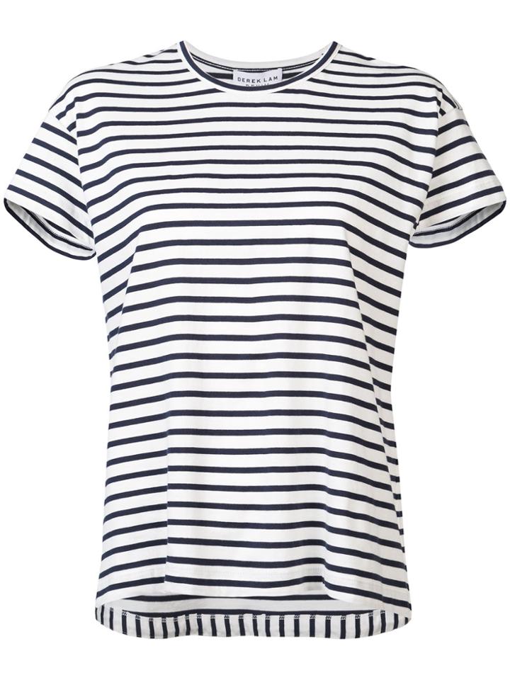 Derek Lam 10 Crosby Short Sleeve Tee With Satin Side Placket - White