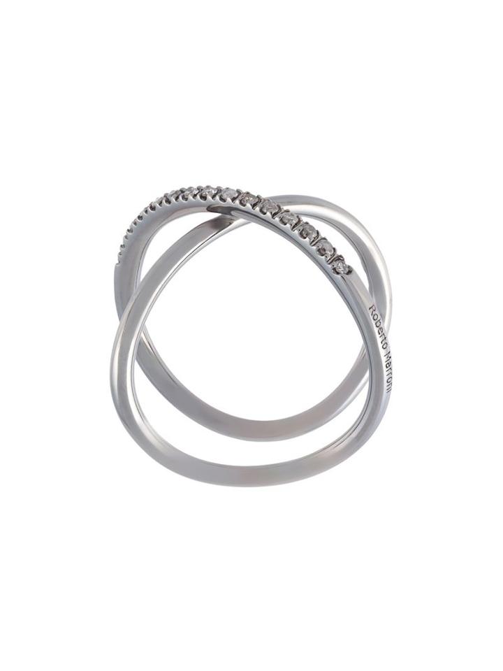 Roberto Marroni Entangled Ring, Women's, Size: 53, Metallic, 18kt White Gold/grey Diamond