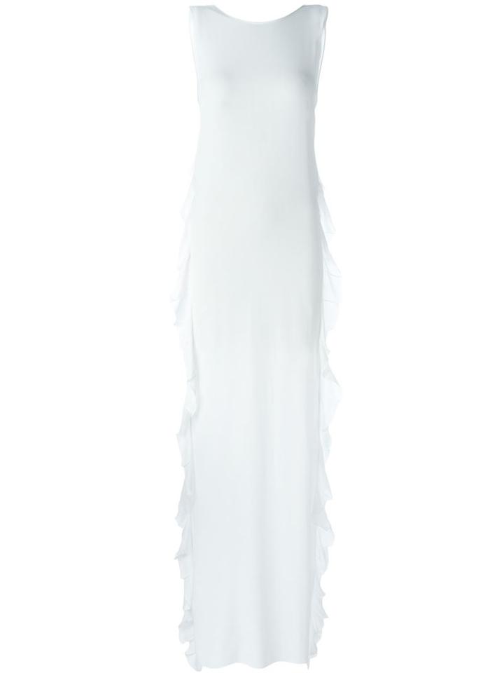 No21 Ruffled Evening Dress, Women's, Size: 40, White, Acetate/silk
