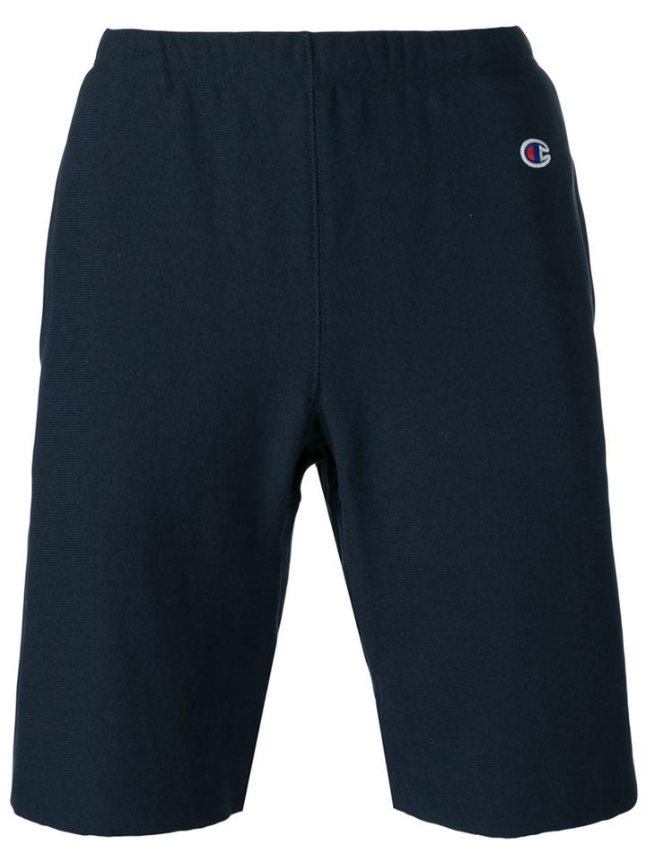 Champion Embroidered Logo Track Shorts, Men's, Size: Large, Blue, Cotton