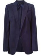 Equipment Pinstripe Blazer, Women's, Size: 10, Blue, Cupro/viscose/wool