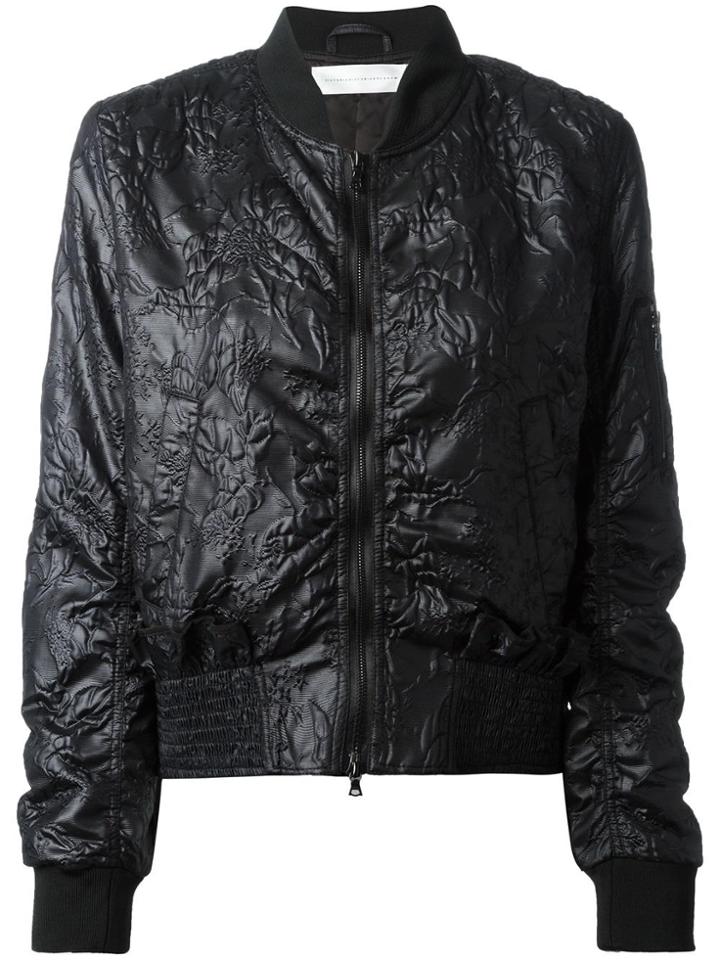 Victoria Victoria Beckham Ruffle Trim Jacquard Bomber Jacket - Black