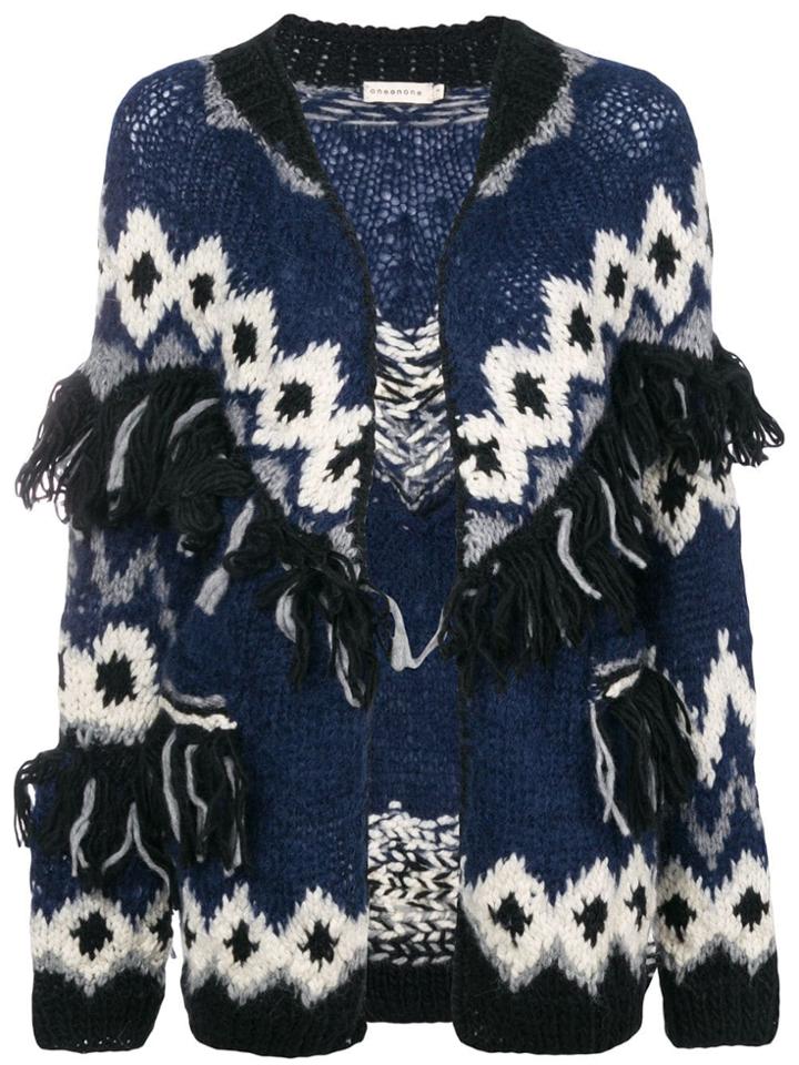 Oneonone Fringe Embellished Cardigan - Blue