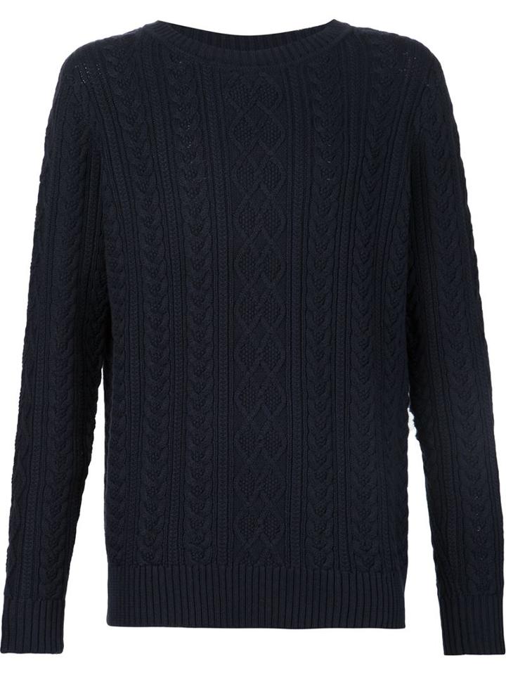 Fadeless Cable Knit Sweater, Men's, Size: Xl, Blue, Cotton