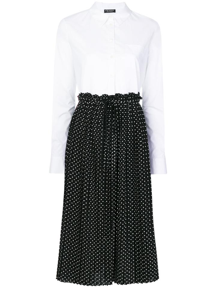 Twin-set Polka Dot Shirt Dress - Black