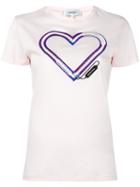 Carven Heart Logo T-shirt, Women's, Size: Small, Pink/purple, Cotton