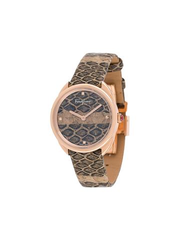 Salvatore Ferragamo Watches Snakeskin Cuir 30mm Watch - Brown