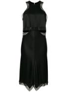 Alexander Wang Satin Slip Dress With Chainmail Trim - Black