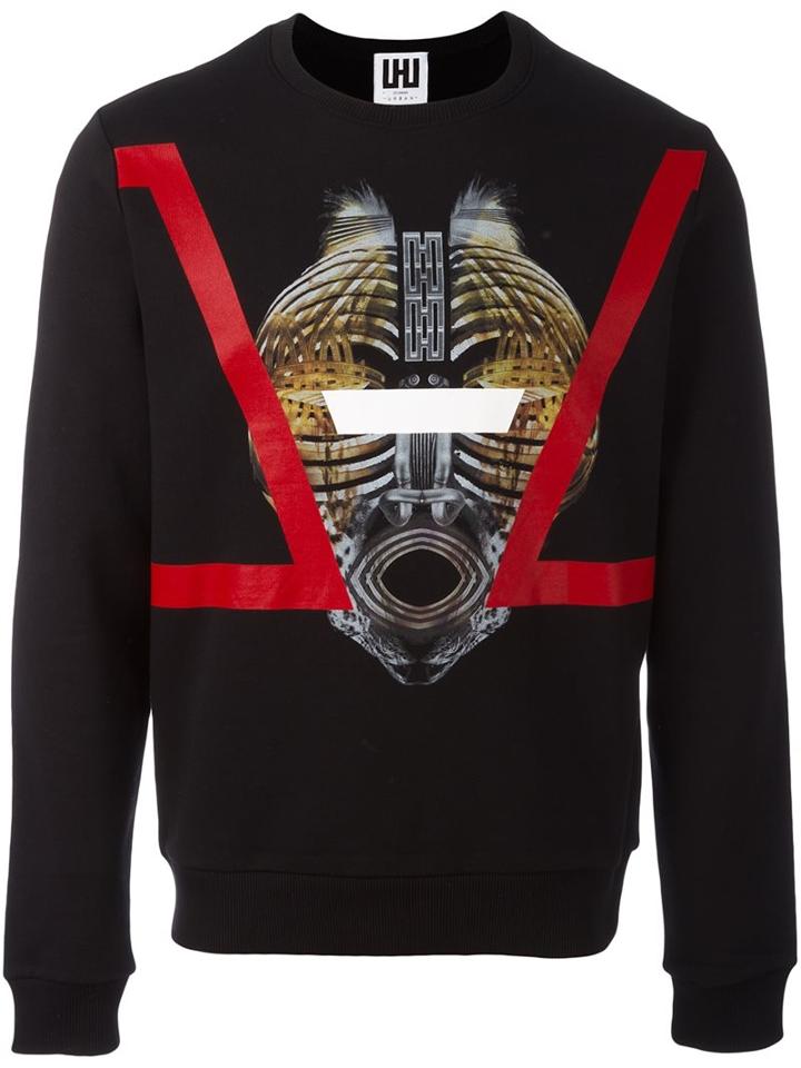 Les Hommes Urban Mask Print Sweatshirt, Men's, Size: Medium, Black, Cotton