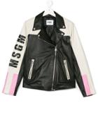 Msgm Kids Teen Biker Jacket - Black