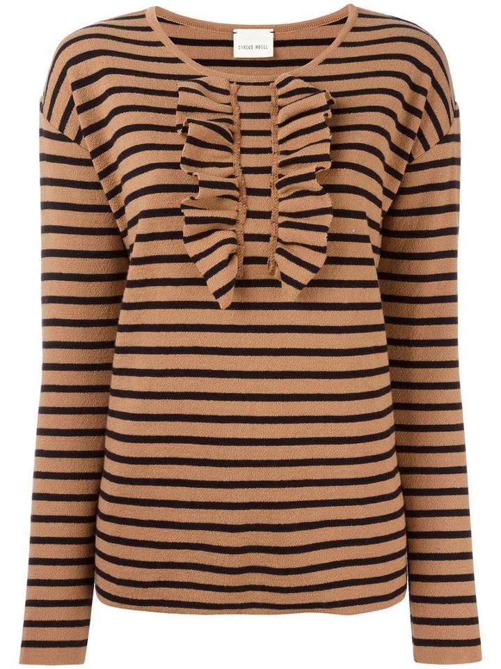 Circus Hotel Striped Jumper, Women's, Size: 38, Black, Merino/cotton