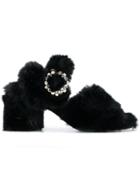 Suecomma Bonnie Faux-fur Sandals - Black