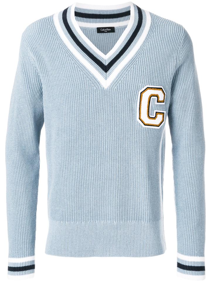 Calvin Klein Bordered Varsity Jacket - Blue